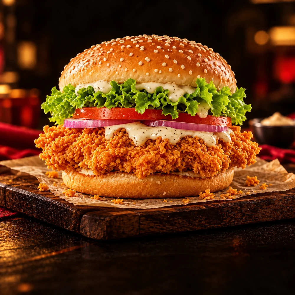 Crispy chicken fillet burger