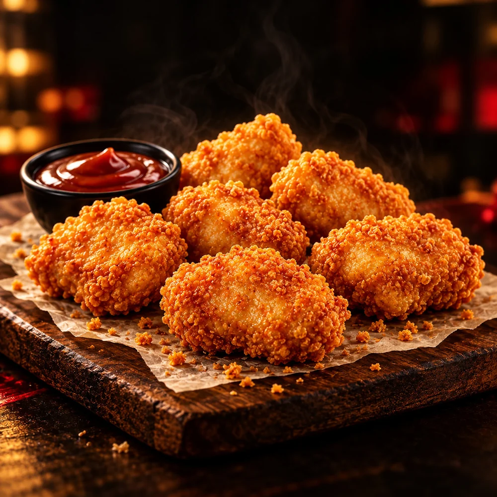 Seven golden chicken nuggets