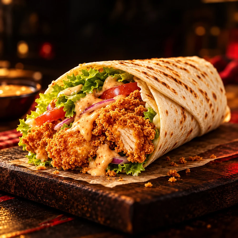 Crispy chicken tortilla wrap